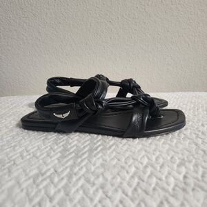Zadig & Voltaire NIB Women’s Forget Me Knot Flat Smooth Lamb Sandal in Black 37